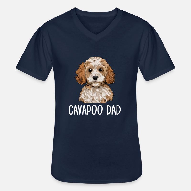 Cavapoo Papa, Cavapoo - T-shirt col V Homme - marine