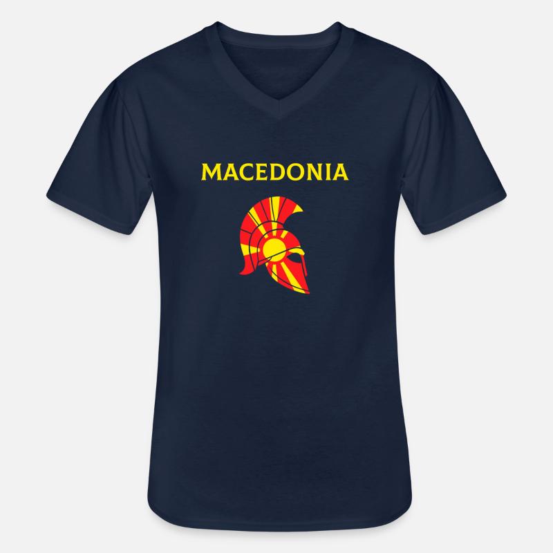 Macedonia flag, Ancient macedonia - Männer-T-Shirt mit V-Ausschnitt - Navy