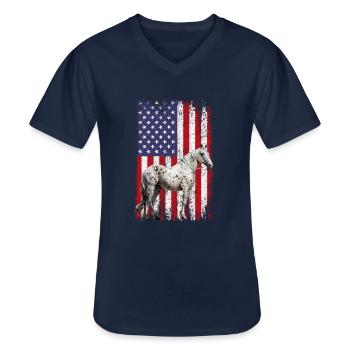 Cheval équestre Appaloosa - T-shirt col V Homme - marine - Devant - AI Model Male 178 dark (178cm)