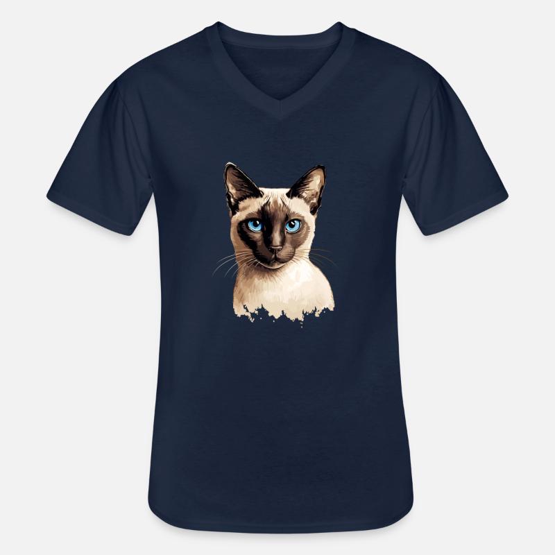 siamese cat - Männer-T-Shirt mit V-Ausschnitt - Navy