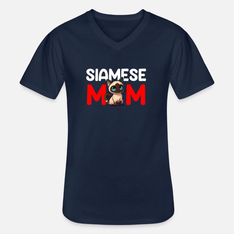 siamese cat - Männer-T-Shirt mit V-Ausschnitt - Navy