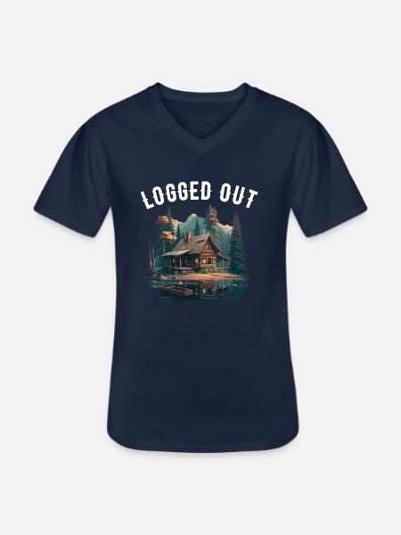 Déconnecté Camping Cabane Mountain Déconnecté - T-shirt col V Homme - marine