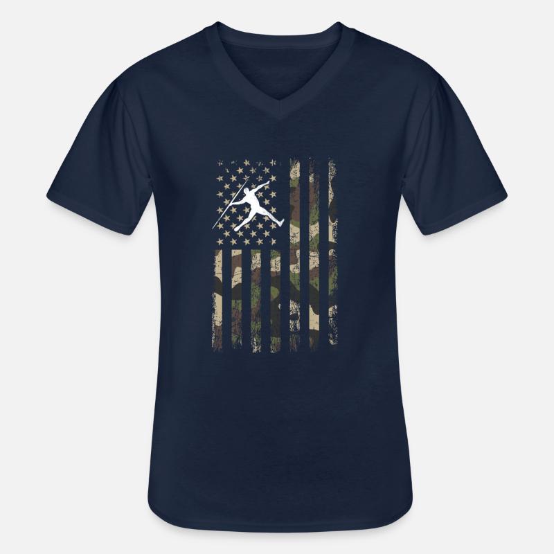 Javelin throwing American flag - Männer-T-Shirt mit V-Ausschnitt - Navy