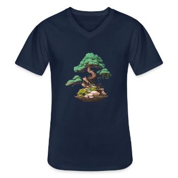bonsaï Art japonais - T-shirt col V Homme - marine - Devant - AI Model Male 178 dark (178cm)