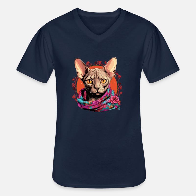 sphynx cat - Männer-T-Shirt mit V-Ausschnitt - Navy