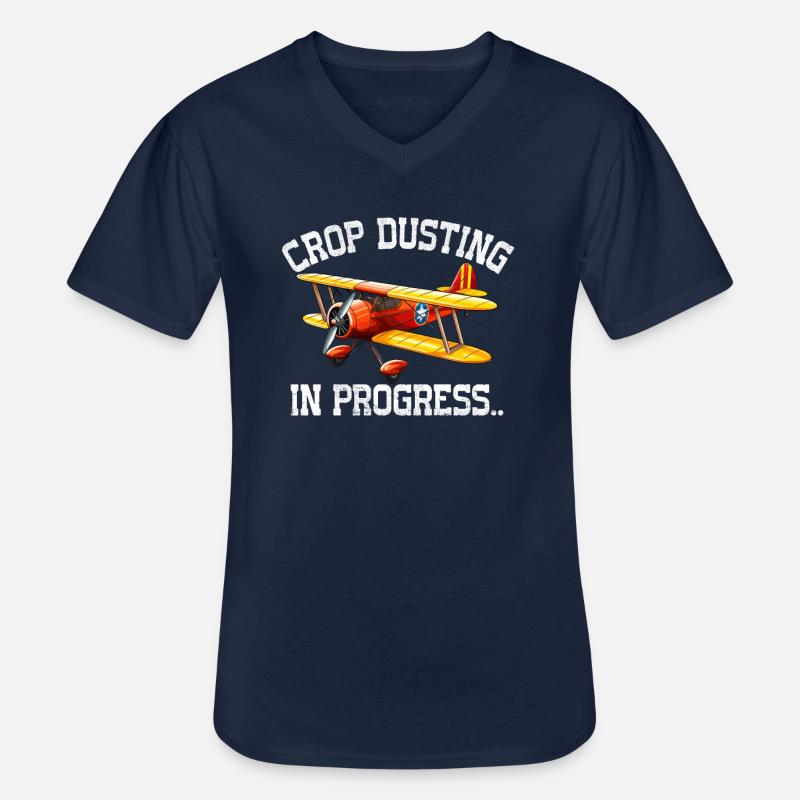 crop duster in progress - Men's V-Neck T-Shirt - navy
