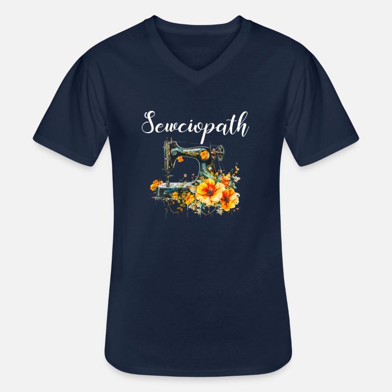 Sewciopath, Quilting sewing - Männer-T-Shirt mit V-Ausschnitt - Navy