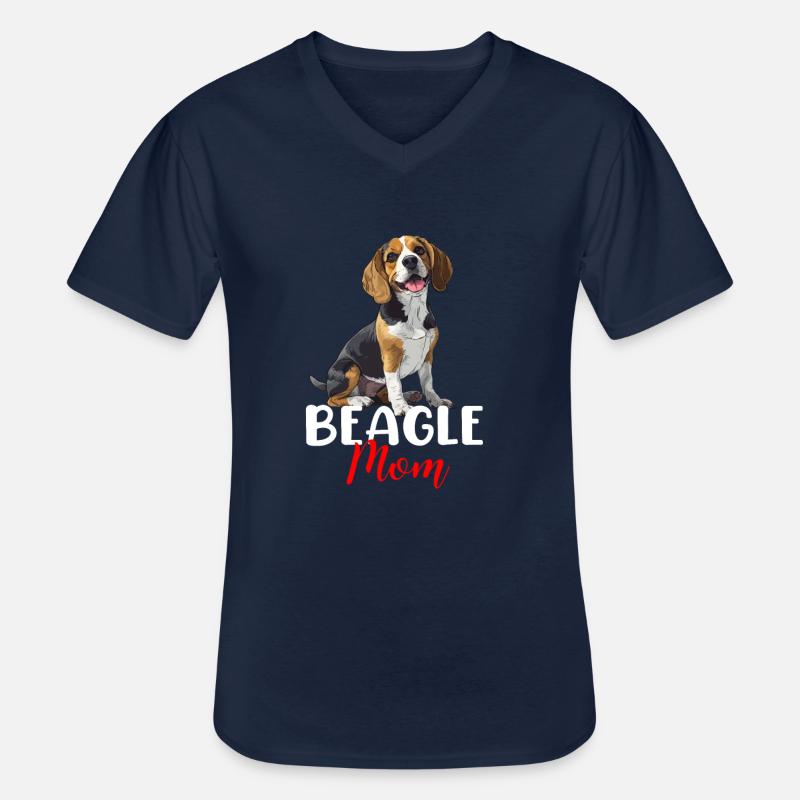 beagle mom beagle - Männer-T-Shirt mit V-Ausschnitt - Navy