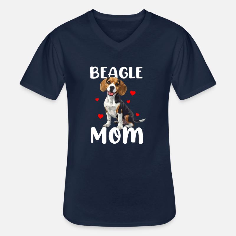 beagle mom beagle - Männer-T-Shirt mit V-Ausschnitt - Navy