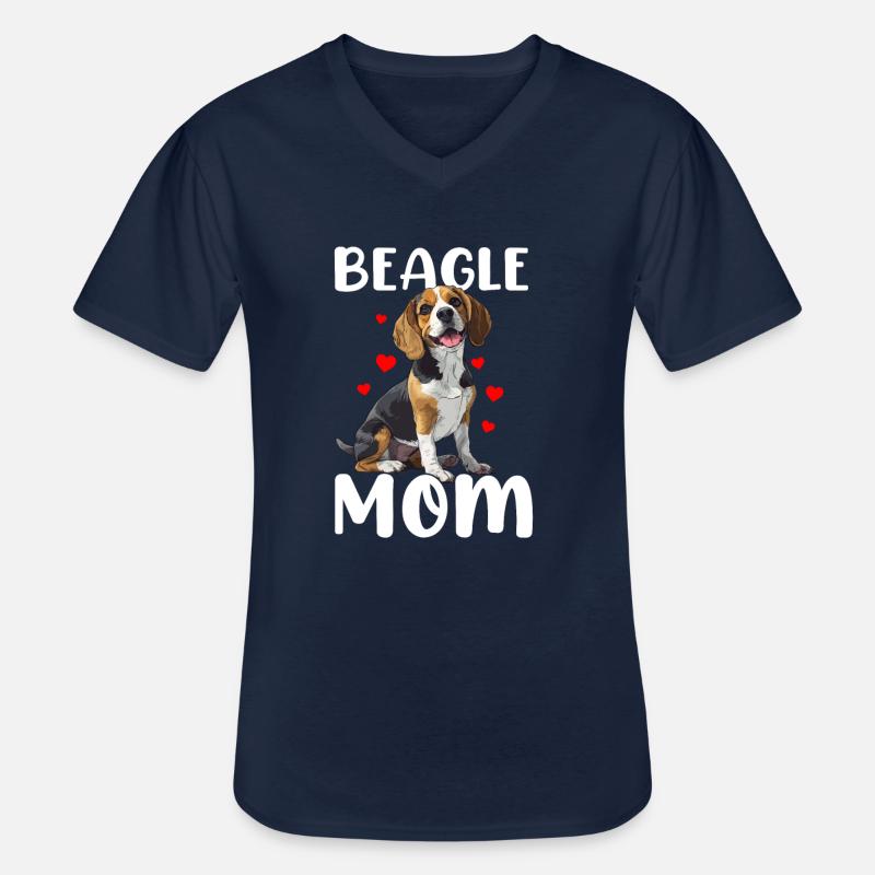 beagle mom beagle - Männer-T-Shirt mit V-Ausschnitt - Navy