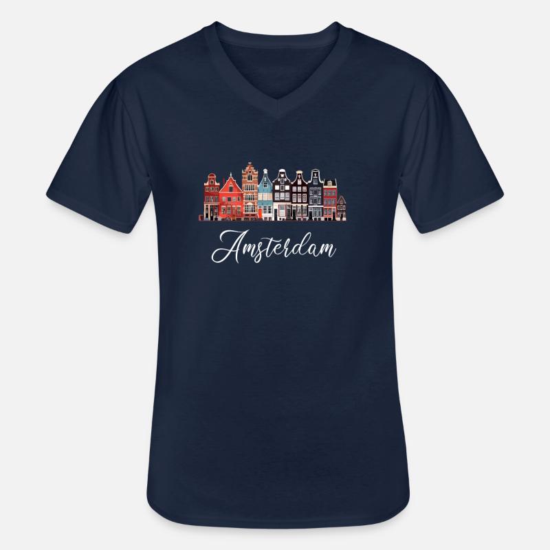 Amsterdam Netherlands Dutch - Männer-T-Shirt mit V-Ausschnitt - Navy