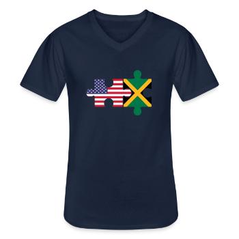 Jamaican American Jamaica - Men's V-Neck T-Shirt - navy - Front - AI Model Male 178 dark (178cm)