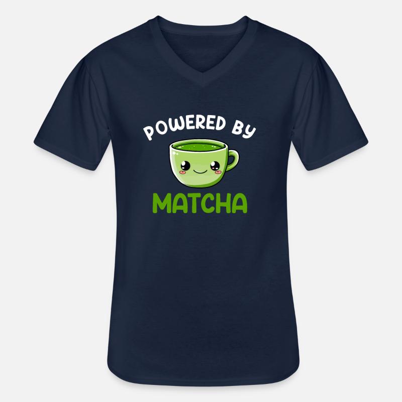 powered by matcha, matcha - Männer-T-Shirt mit V-Ausschnitt - Navy