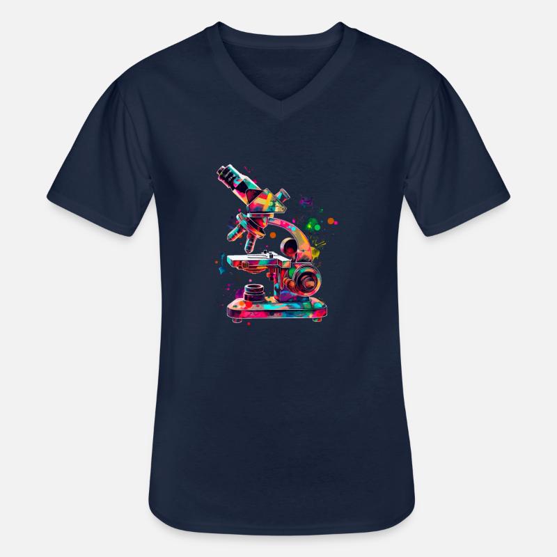 Microscopy Scientist Biologist Microscope - Männer-T-Shirt mit V-Ausschnitt - Navy