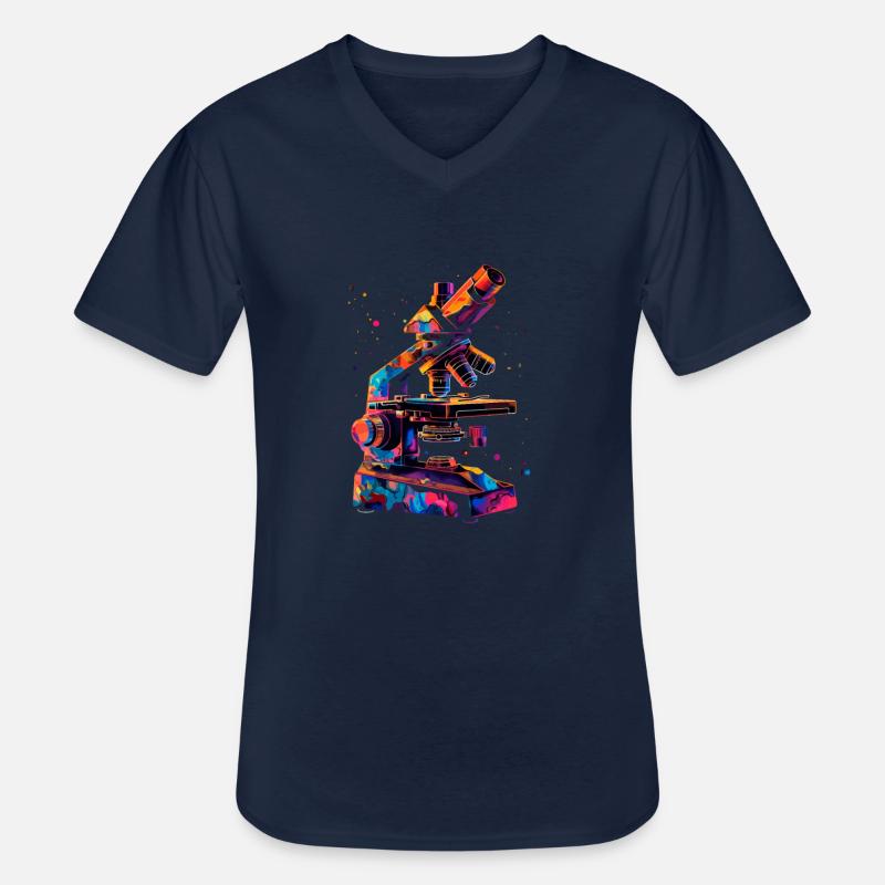 Microscopy Scientist Biologist Microscope - Männer-T-Shirt mit V-Ausschnitt - Navy