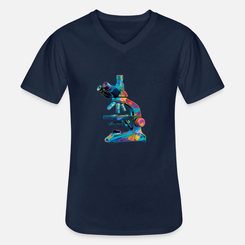 Microscopy Scientist Biologist Microscope - Männer-T-Shirt mit V-Ausschnitt - Navy