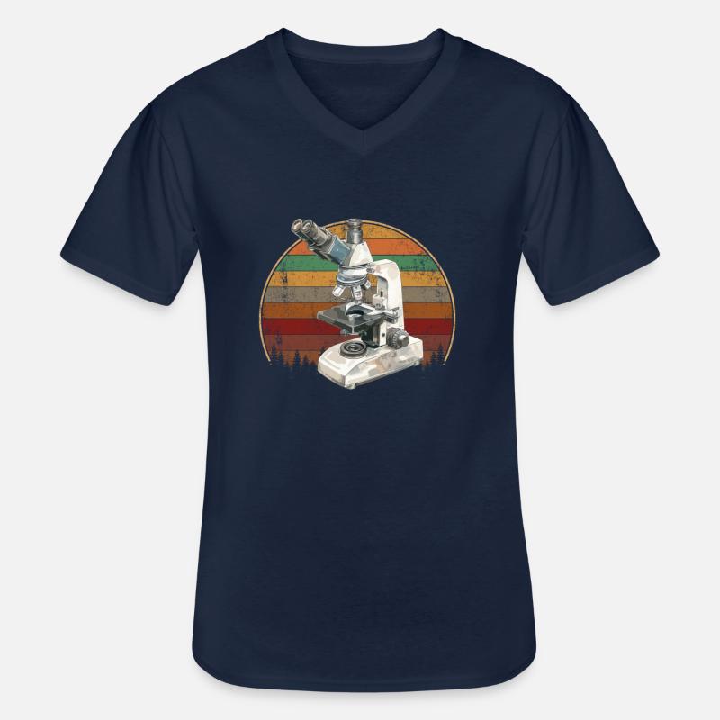 Microscopie Scientifique Biologiste Microscope - T-shirt col V Homme - marine