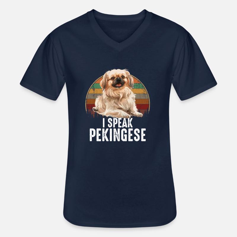 i speak pekingese - Männer-T-Shirt mit V-Ausschnitt - Navy