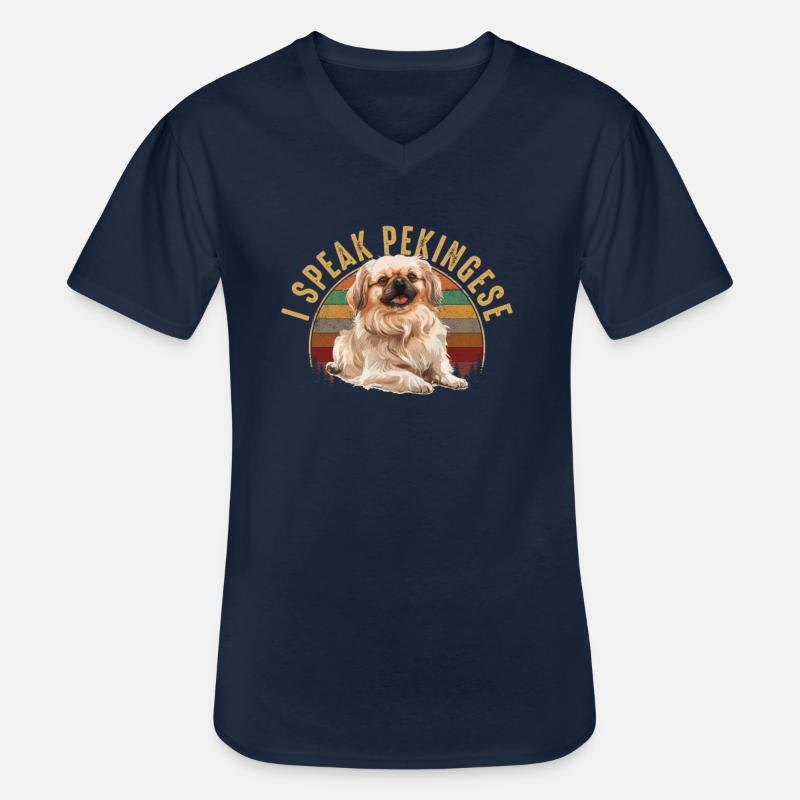 i speak pekingese - Männer-T-Shirt mit V-Ausschnitt - Navy