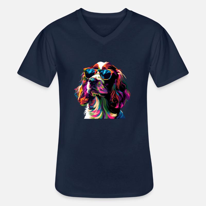 springer spaniel - Männer-T-Shirt mit V-Ausschnitt - Navy