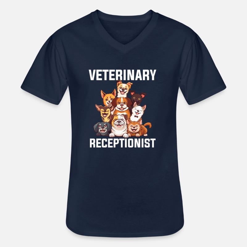 veterinary receptionist, veterinary - Männer-T-Shirt mit V-Ausschnitt - Navy