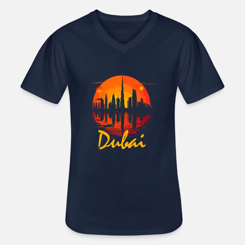 Dubai Skyline Arab Emirates - Männer-T-Shirt mit V-Ausschnitt - Navy