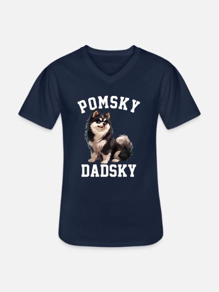 Pomsky dadsky dog - Männer-T-Shirt mit V-Ausschnitt - Navy