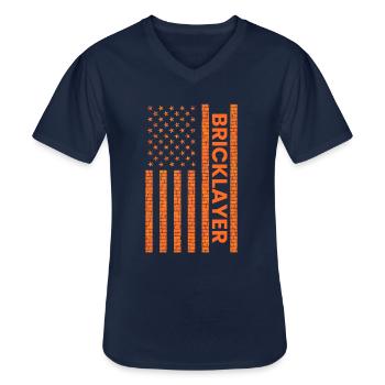 Bricklayer American Flag, brickmason brick masonry - Männer-T-Shirt mit V-Ausschnitt - Navy - Vorne - AI Model Male 178 dark (178cm)
