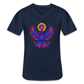Goa Phoenix Spiritual - Psytrance and Goa Party - Men's V-Neck T-Shirt - navy - Front - AI Model Male 178 dark (178cm)