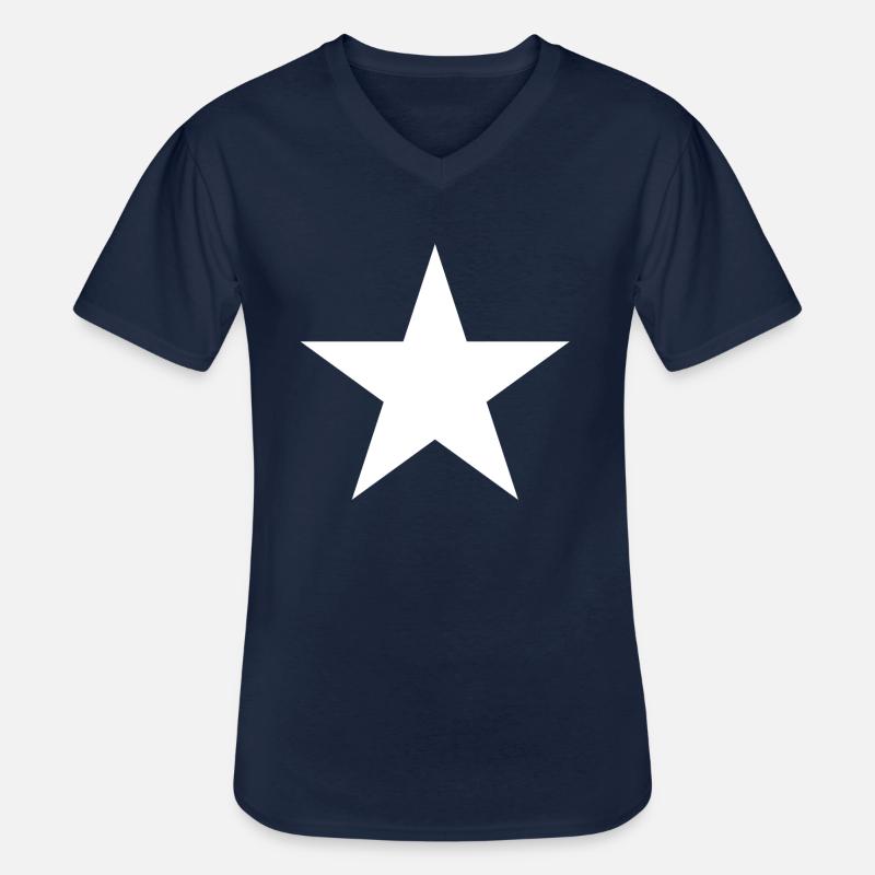 weißer Stern, white star - Männer-T-Shirt mit V-Ausschnitt - Navy