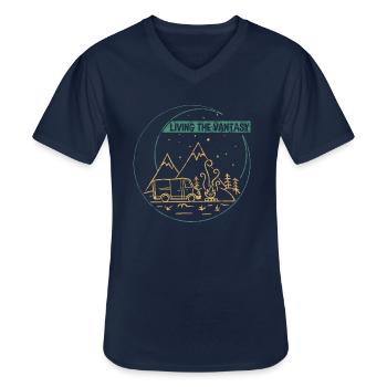 Living the Vantasy, Outdoor Camper Van Life - Männer-T-Shirt mit V-Ausschnitt - Navy - Vorne - AI Model Male 178 dark (178cm)