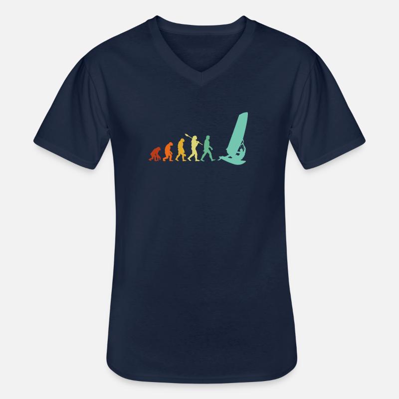 Windsurfen Evolution, Windsurfen - Männer-T-Shirt mit V-Ausschnitt - Navy