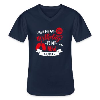 Happy 2nd Birthday To My New Lung, Transplantation - Männer-T-Shirt mit V-Ausschnitt - Navy - Vorne - AI Model Male 178 dark (178cm)