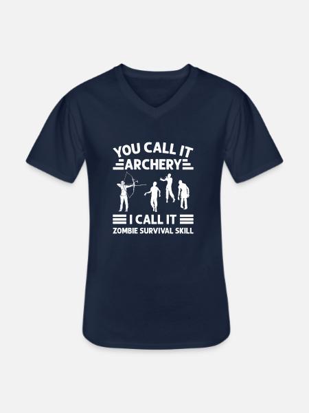 Archery Zombie Survival Skill, Bogenschütze - Männer-T-Shirt mit V-Ausschnitt - Navy