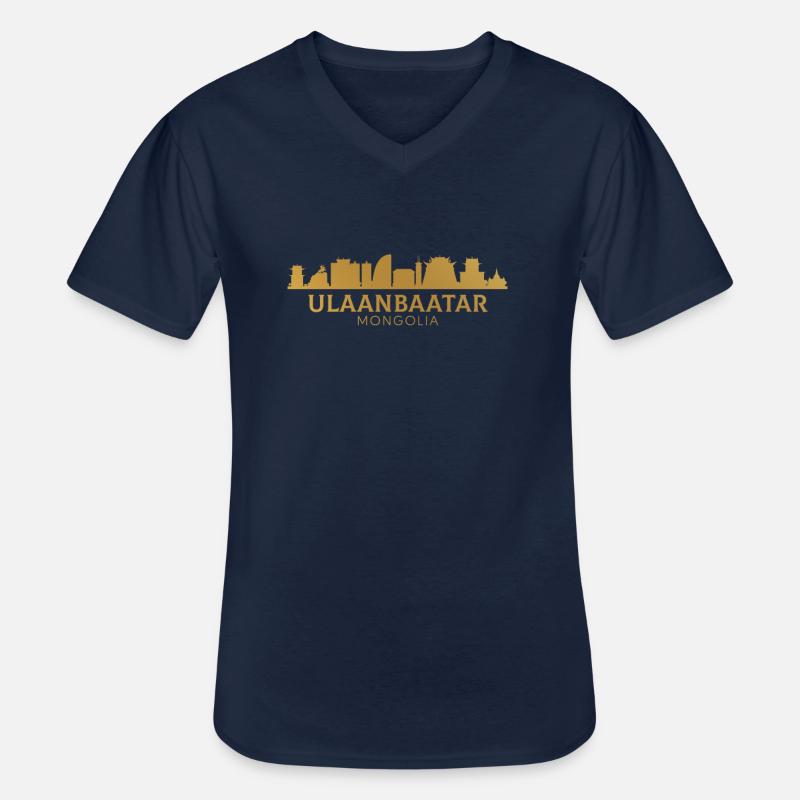 ulanbataar, Mongolian flag mongolia - Men's V-Neck T-Shirt - navy