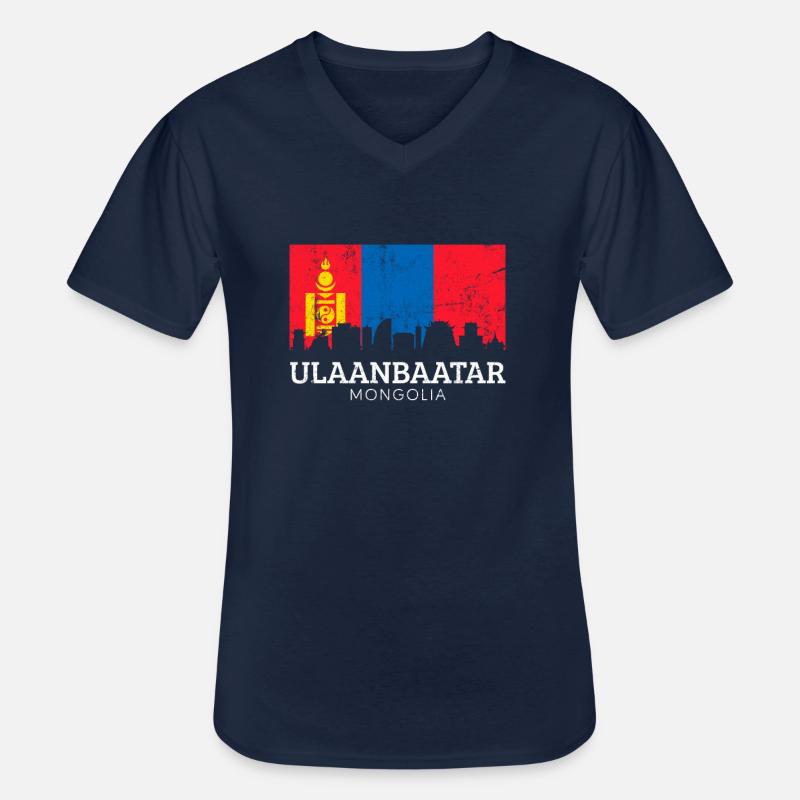 ulanbataar, Mongolian flag mongolia - Men's V-Neck T-Shirt - navy