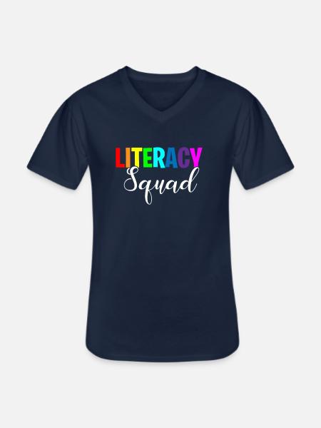 Literacy Squad, teacher school literacy - Men's V-Neck T-Shirt - navy