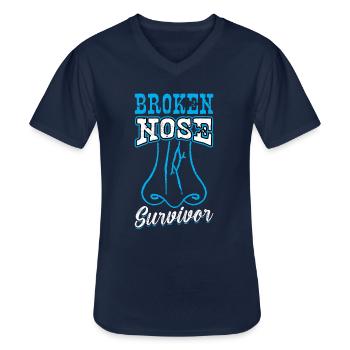 Survivant du nez cassé - fracture osseuse - T-shirt col V Homme - marine - Devant - AI Model Male 178 dark (178cm)