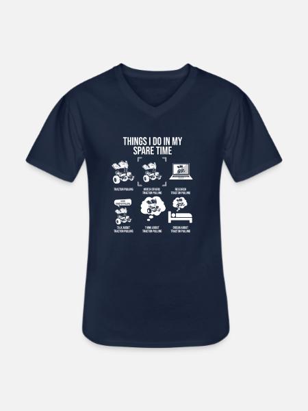 Dingen die ik doe in mijn vrije tijd, Traktor Pulling - Klassiek mannen T-shirt met V-hals - navy