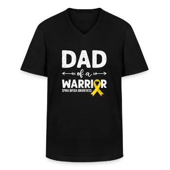 Papa D’un guerrier, Ruban Jaune Spina Bifida - T-shirt col V Homme - noir - Devant - AI Model Male 178 dark (178cm)