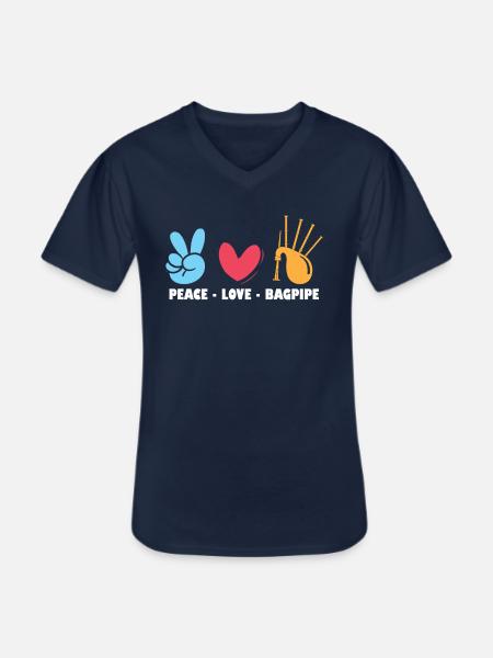 Peace - Love - Bagpipe - Bagpiper - Männer-T-Shirt mit V-Ausschnitt - Navy