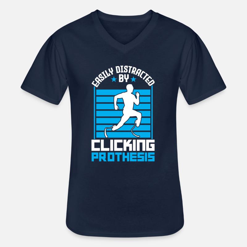 Easily Distracted By Clicking Prothesis - Männer-T-Shirt mit V-Ausschnitt - Navy