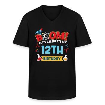 Boum Célébrons mon 12e anniversaire - T-shirt col V Homme - noir - Devant - AI Model Male 178 dark (178cm)