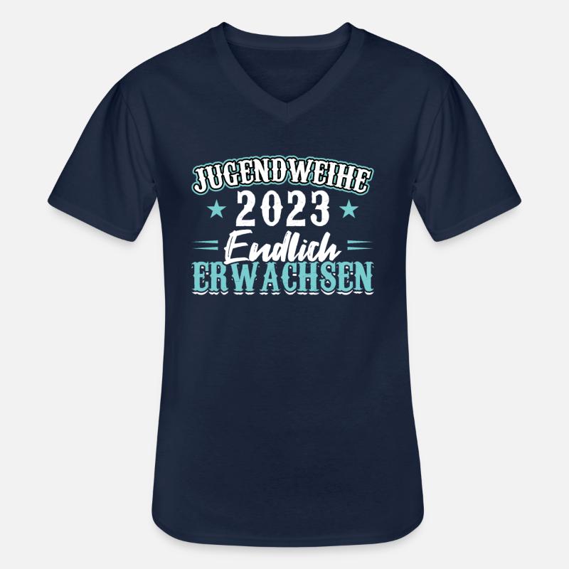 Jugendweihe 2023 Mädchen Junge - Männer-T-Shirt mit V-Ausschnitt - Navy