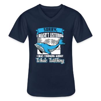 I Was Thinking About Whale Watching - Männer-T-Shirt mit V-Ausschnitt - Navy - Vorne - AI Model Male 178 dark (178cm)