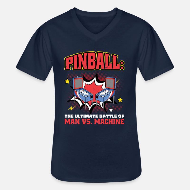 Pinball - Man Vs. Machine - Männer-T-Shirt mit V-Ausschnitt - Navy