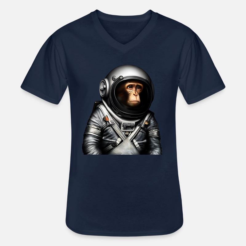 Singe astronaute de l’espace - T-shirt col V Homme - marine