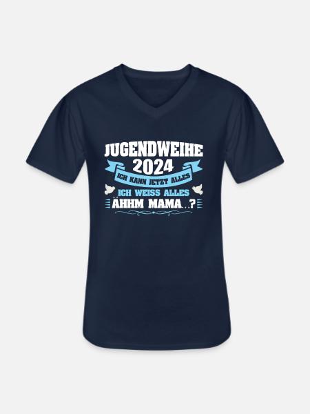 Jugendweihe 2024 Mädchen Junge - Männer-T-Shirt mit V-Ausschnitt - Navy