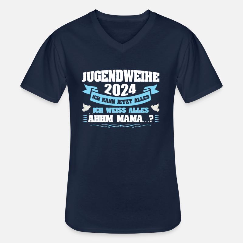 Jugendweihe 2024 Mädchen Junge - Männer-T-Shirt mit V-Ausschnitt - Navy