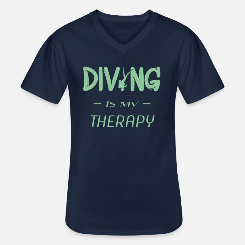 diving is my therapy - Männer-T-Shirt mit V-Ausschnitt - Navy
